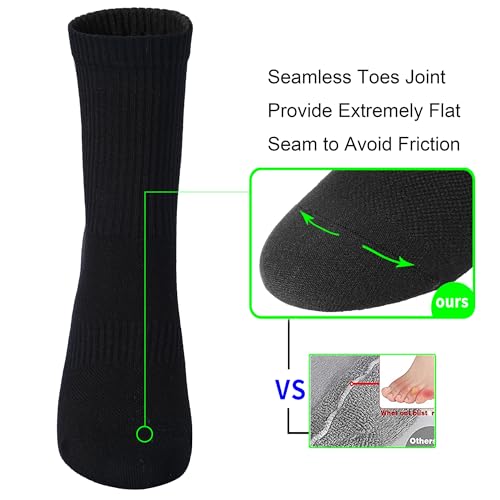 WindCrosser Men's Large Black Ankle Socks 6 Pairs Anti-Odor Seamless Cotton