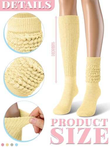 Janmercy 4 Pairs Women's Slouch Socks with Scrunch - Medium Pastel Boot Socks