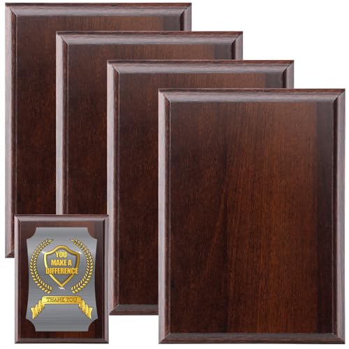 Personalized Engraved Wooden Award Plaques - 9x12 Inch Walnut, Set of 4