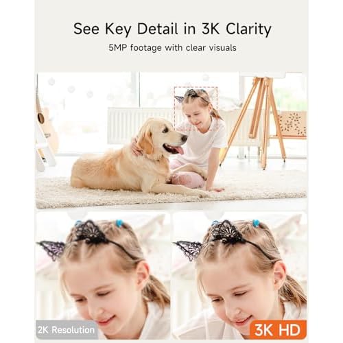 Indoor Camera, 3K Security Camera with 64GB Card, Dog/Cat/Pet Camera, 5G 2.4G Wi-Fi, Human/Pet/Facial AI Detection, 360 Pan Tilt Auto Tracking, 5MP Night Vision, Privacy Mode, Two-Way Audio
