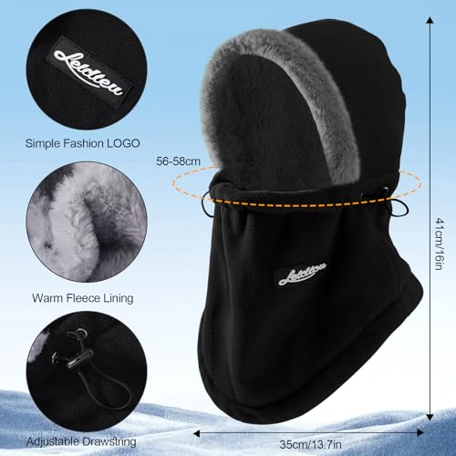 Winter Fleece Balaclava Ski Mask for Women - Black