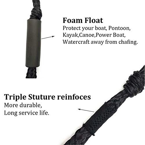 DockMoor Black 4-Pack Bungee Dock Lines for Boats — 4 ft to 5.5 ft, 2400 lbs