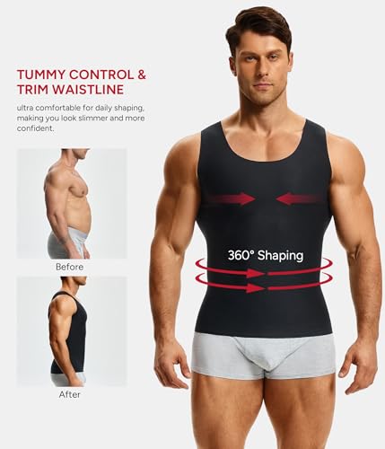 Nebility Slimming Compression Tank Top for Men, Black, XL