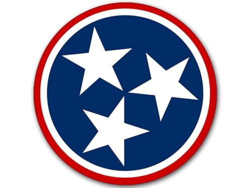 Round Red Tennessee Flag Sticker - 3-Inch Vinyl Decal