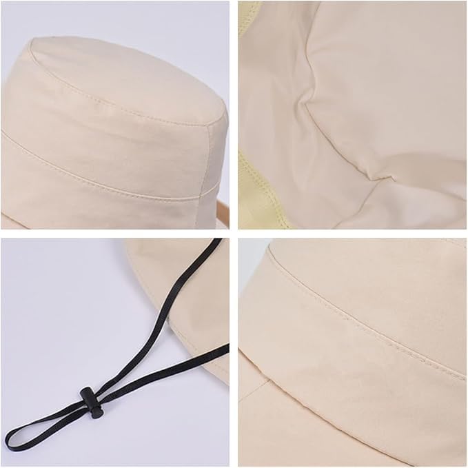 UV Protection Women's Sun Hat - Reversible Beige Bucket Hat