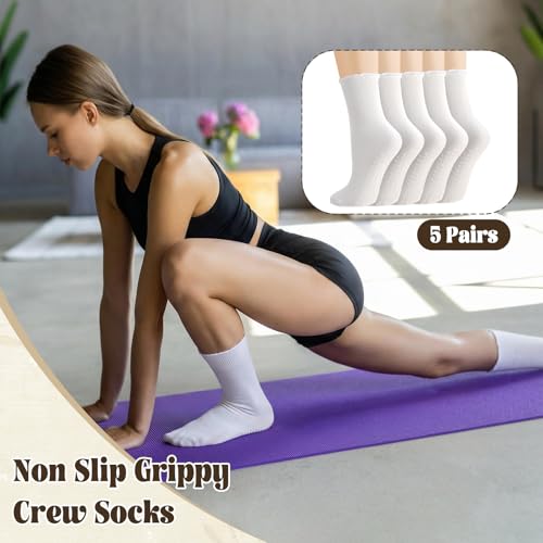 Non-Slip Yoga Socks for Women - Pilates Grip Socks - White