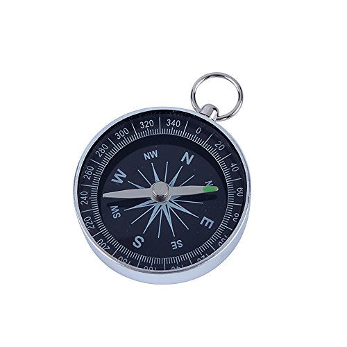 Portable Pocket Compass for Hiking and Camping - Silver