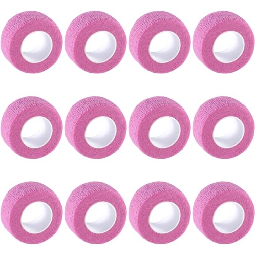 Self Adhesive Bandage Wrap - 1 Inch x 5 Yards, 12 Pack - Pink