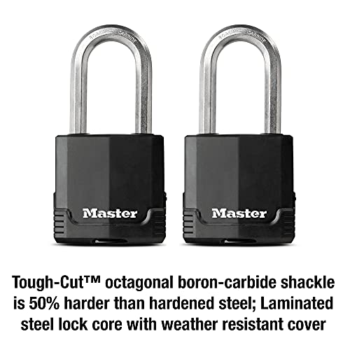 Master Lock M515XTLH Magnum Heavy Duty Padlock with Key, 2 Pack Keyed-Alike