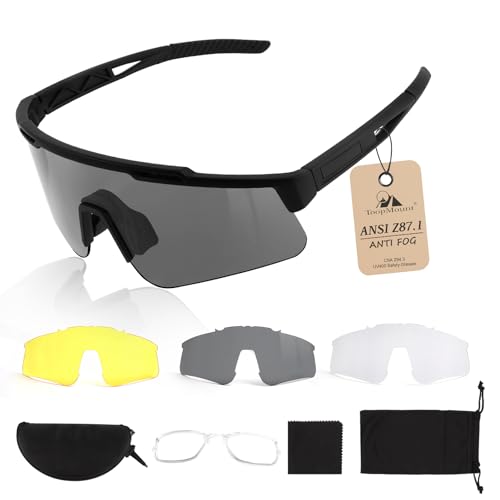 Tactical Eyewear Anti-Fog Sports Glasses with UV400 Protection - Black Frame