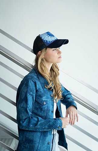 Tie Dye 5-Panel Trucker Hat - Blue Ocean Snapback Cap