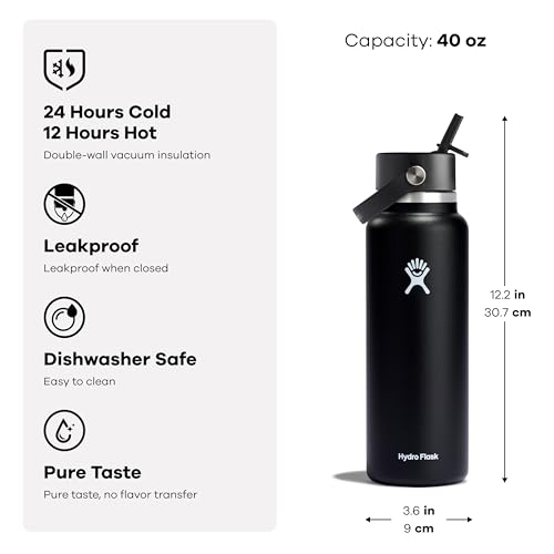 Hydro Flask 40 Oz Tonal Birch Wide Mouth Insulated Water Bottle with Flex Straw Lid