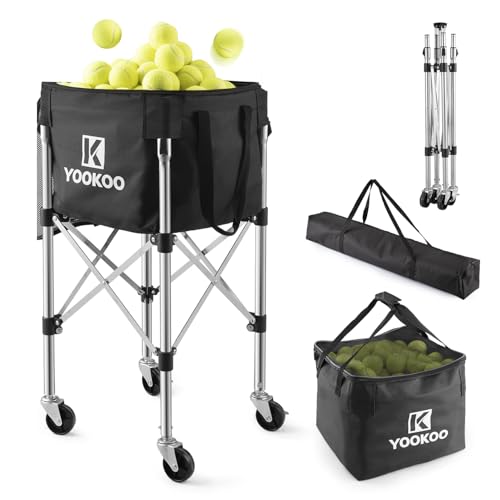 Tennis Ball Hopper for 200 Balls - Adjustable 33-47" Height