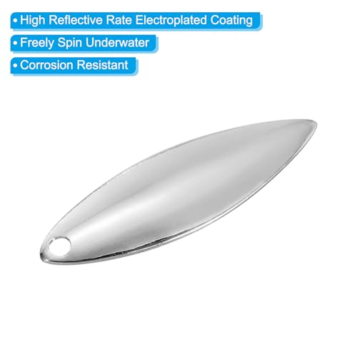 Fishing Lure Blades - Silver Willowleaf for DIY Bait - 1.3"x0.4"