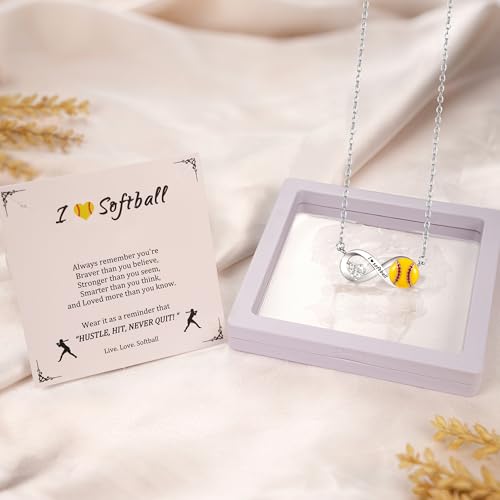 Softball Necklace - Silver Sport Jewelry for Girls & Women