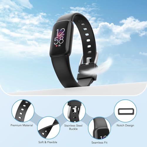 Dr.Sept Waterproof Fitbit Luxe Band 4-Pack for Women Men Large 6.7-8.3 Inch - Black, Starlight, Green, Grey