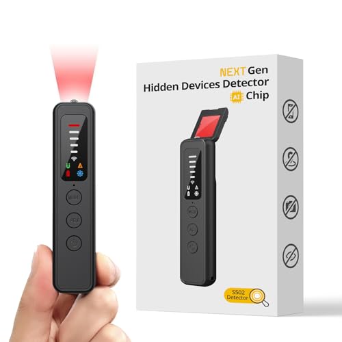 Hidden Camera Detector - AI-Powered Anti-Spy Device, GPS Tracker & Bug Detector, Portable RF Signal Scanner for Hotels, Travel, Home & Office, 5-Level Sensitivity