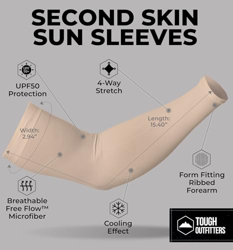 Sun Protection Compression Arm Sleeves - 1 Pair Beige