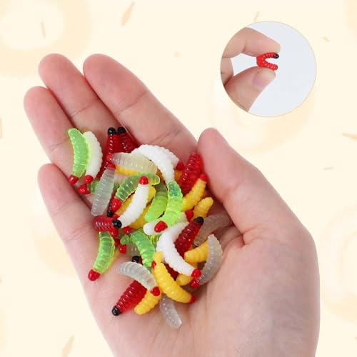 50 Pcs Soft Silicone Maggot Fishing Baits - Freshwater Lures