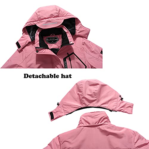 Pink Women's Waterproof Winter Snow Coat Hooded Ski Snowboarding Jacket - Small