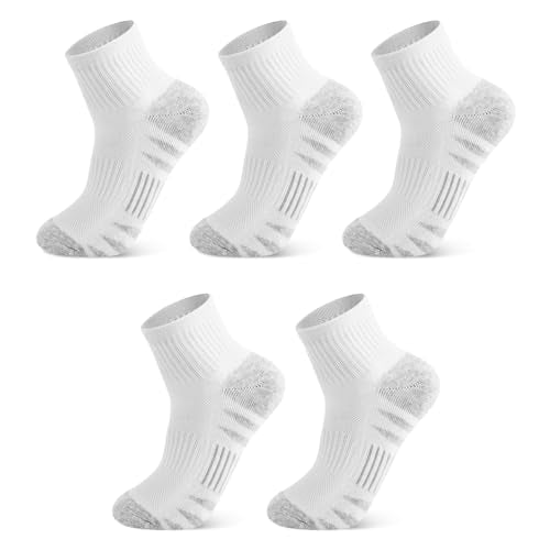 Athletic Running Ankle Socks for Women - 5 Pairs, Grey