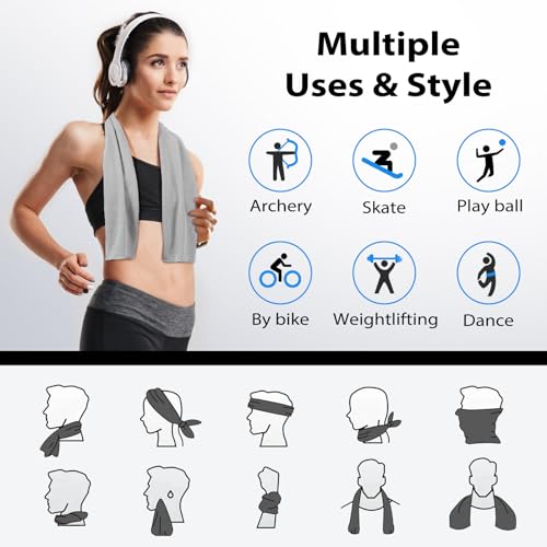 Cooling Towels - 5 Pack Quick Dry Gym Towels - Black & Grey