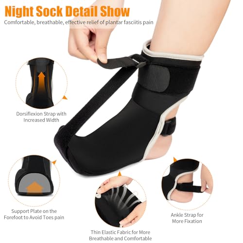 Black Small Plantar Fasciitis Night Sock with Arch Support - Pain Relief for Women & Men