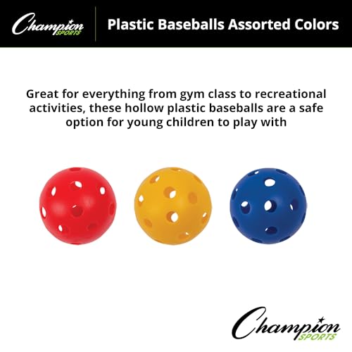 9-Inch Hollow Plastic Practice Baseballs - Lightweight Durable Set of 3