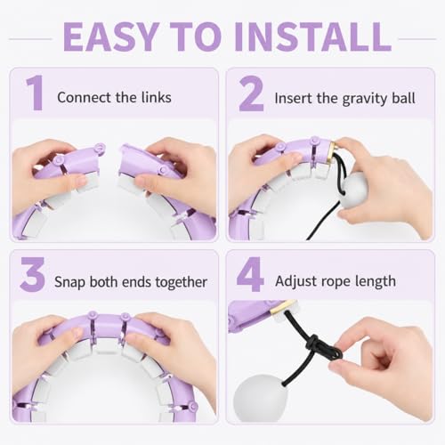 Weighted Fitness Hoop - 47 Inch Adjustable Infinity Ring - Purple