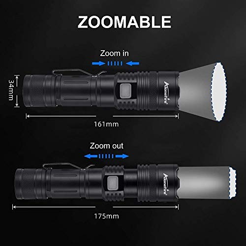 ALONEFIRE X37 Multicolor LED Flashlight 4 Color Change White Blue Green Red Light RGB USB Rechargeable Zoom Waterproof with Reverse Charging, Rechargeable Battery for Tracking Deer Hunting Fishing