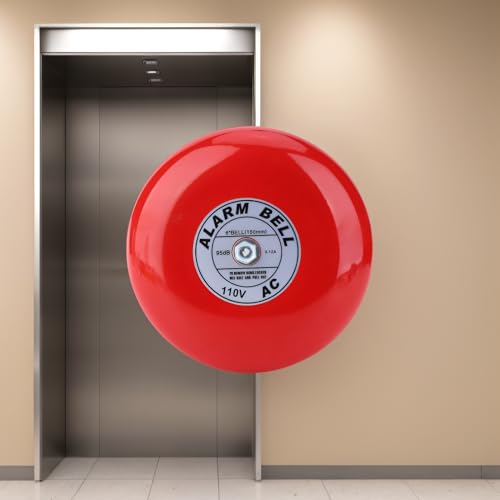 Estink Fire Alarm Bell, CB-6B 95dB 5.9in Aluminum Base Electric Round Alarm for School, Elevators, Industrial & Construction Applications (AC110V)