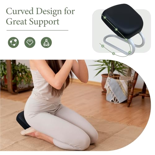 Adjustable Height Kneeling Meditation Stool - Black C