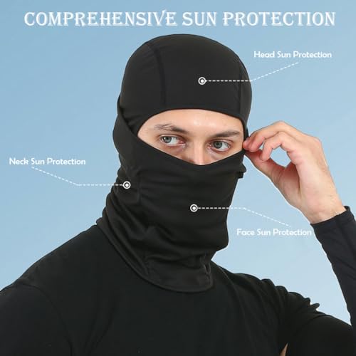 Ski Mask Balaclava - Sun Protection Face Mask for Motorcycle Riding - Large Black & White