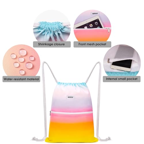 Drawstring Backpack - Lightweight Gym Sackpack - Rainbow