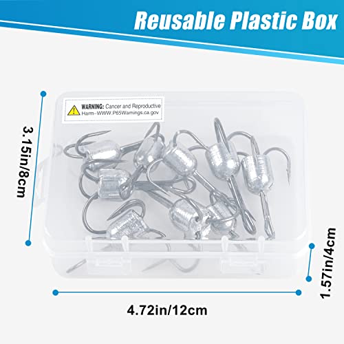 SILANON 6/0-1.25oz Weighted Treble Hooks 5pcs for Baitfish, Trout & Salmon Fishing
