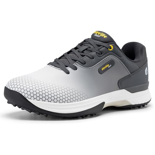 Wide Extra Wide Men's Golf Shoes - Waterproof Spiked - 10.5 X-Wide / Grey