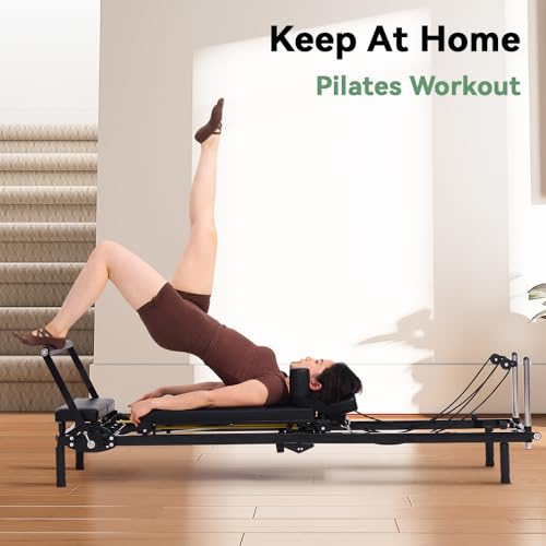 Foldable Pilates Reformer Machine with Dual Resistance System