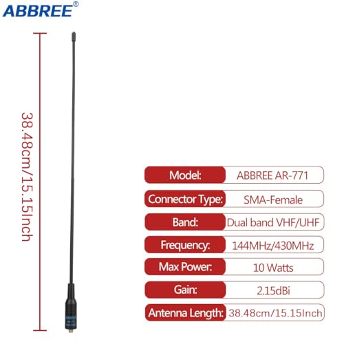 Dual Band VHF/UHF Ham Radio Antenna - 15.15 Inch SMA-Female Soft Whip - 2 Pack