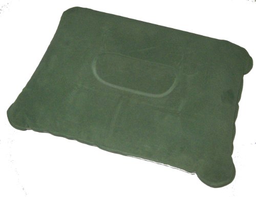 Inflatable Camping Pillow - Soft Flock Top, Green, 1 Count