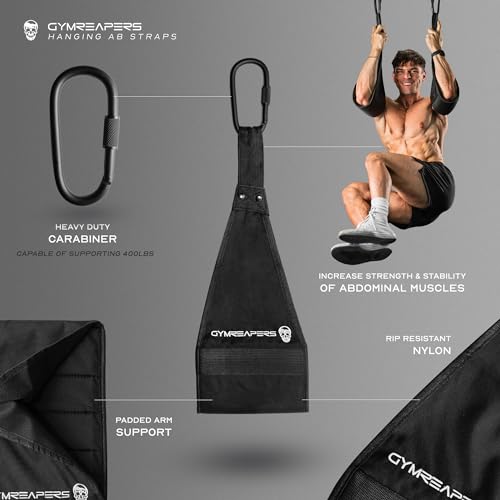Hanging Ab Straps for Pull-Up Bar - Adjustable Padded Supports - Black