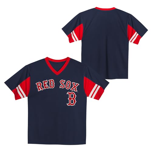 Youth Boys MLB V-Neck Jersey - Boston Red Sox Navy - Sizes 4-18