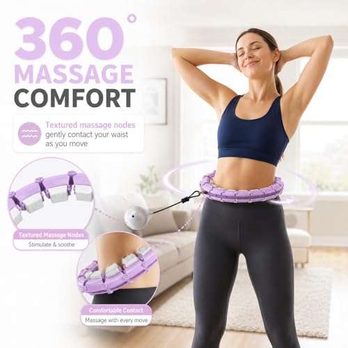 Weighted Fitness Hoop - 47 Inch Adjustable Infinity Ring - Purple