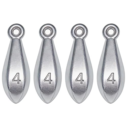 TKHDBF Silver 4 Ounce Bank Sinkers No-Roll Fishing Weights - 4 pcs