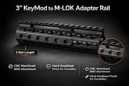 Keymod to Mlok Adapter Converter - 3 Inch, Pack of 1