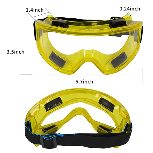 6 Pack Safety Goggles, ANSI Z87.1 Anti-Fog Lab Goggles, Adjustable Protective Eye Protection for Men