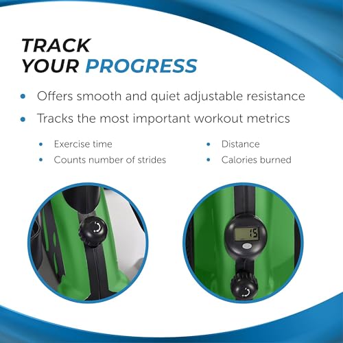 Compact Elliptical Strider Machine - Under Desk Exercise - Black/Green
