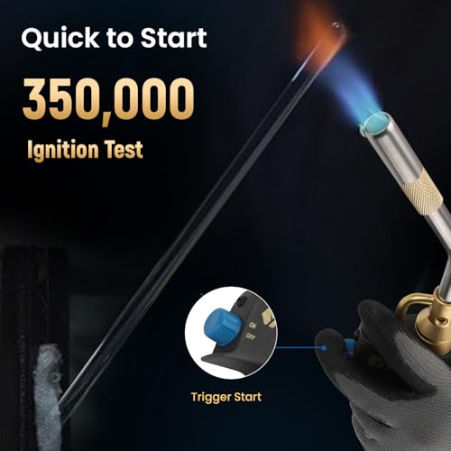 Propane Torch Head, Map Gas Torch with Igniter and Flame Adjustable, Hand Blow Torch with Fuel by Propane MAPP MAP PRO Gas, for Plumbing Soldering Lighting Campfires and Grills (CSA Certified)