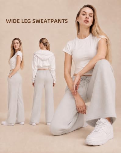 JEKAOYI Women's Grey High Waist Wide Leg Sweatpants Small