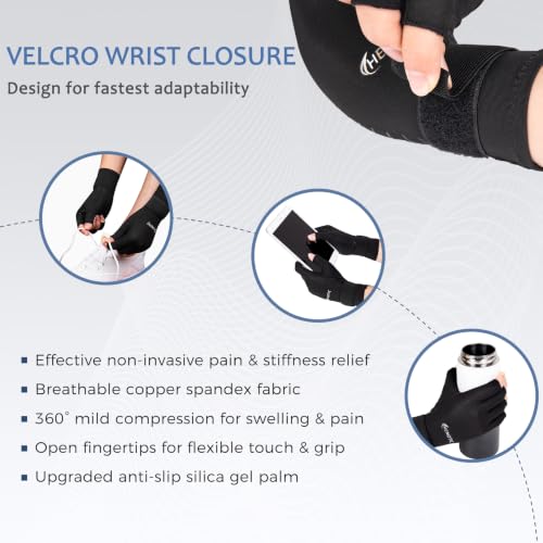 Copper Compression Arthritis Gloves - Small/Medium Pair