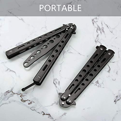 Butterfly Knife Trainer - Unsharpened Practice Tool for Flipping Tricks - Black